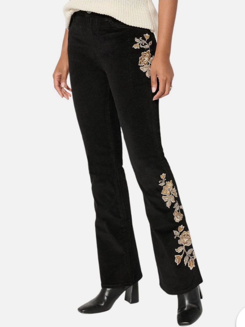 Driftwood Black Wyatt Corduroy Bootcut Pants Jeans Size 0 Embroidered Veranda
